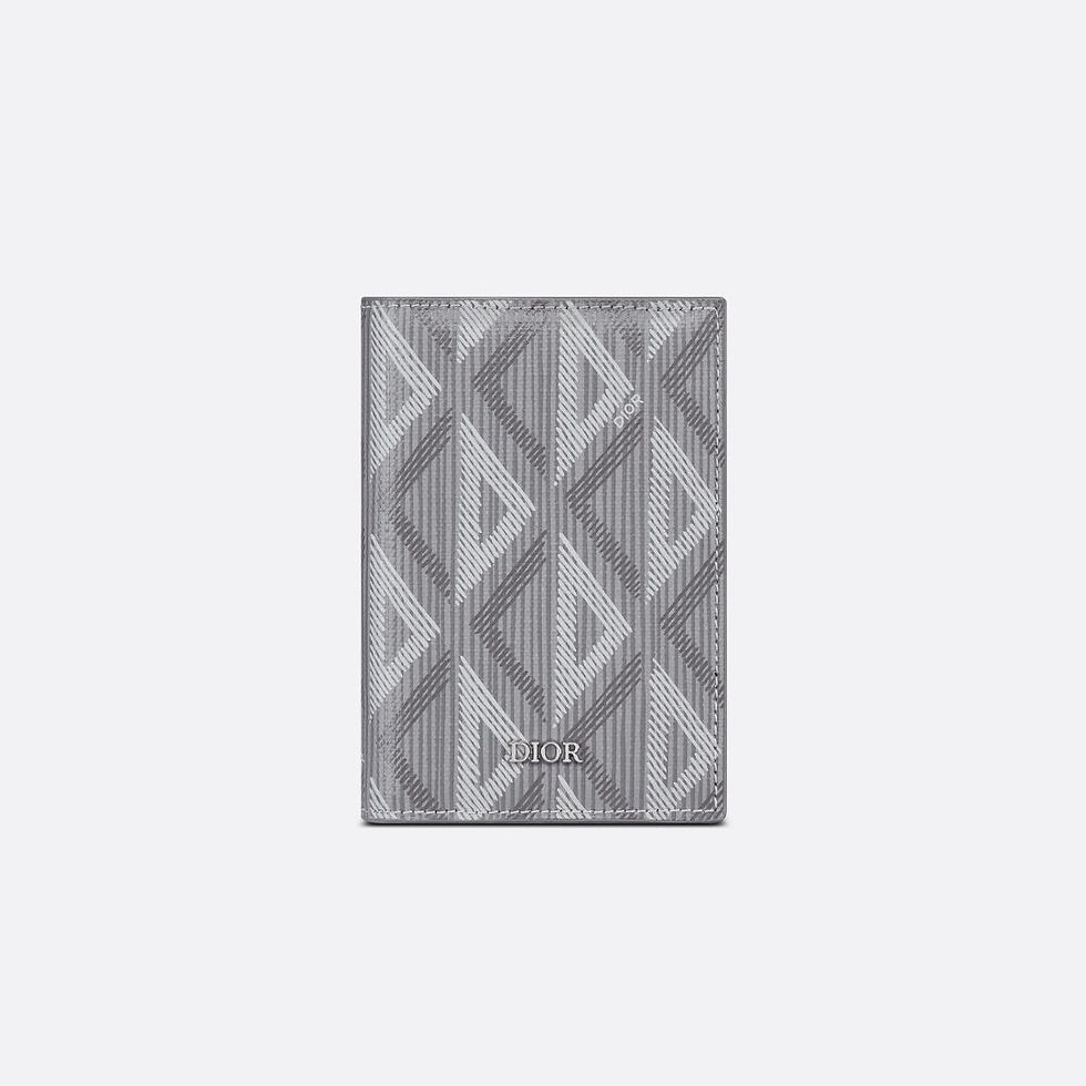 DIOR BI-FOLD LEATHER CARD HOLDER GREY