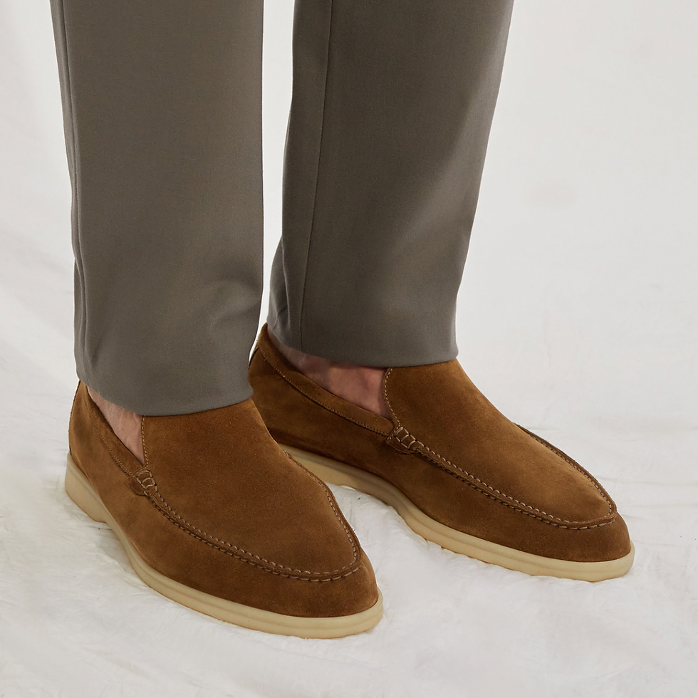 Thumbnail: LORO PIANA SUMMER WALK SUEDE LOAFERS TAN