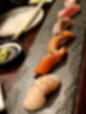 Assorted nigiri, Scallop, ocean trout, arctic char, spanish mackerel, golden eye