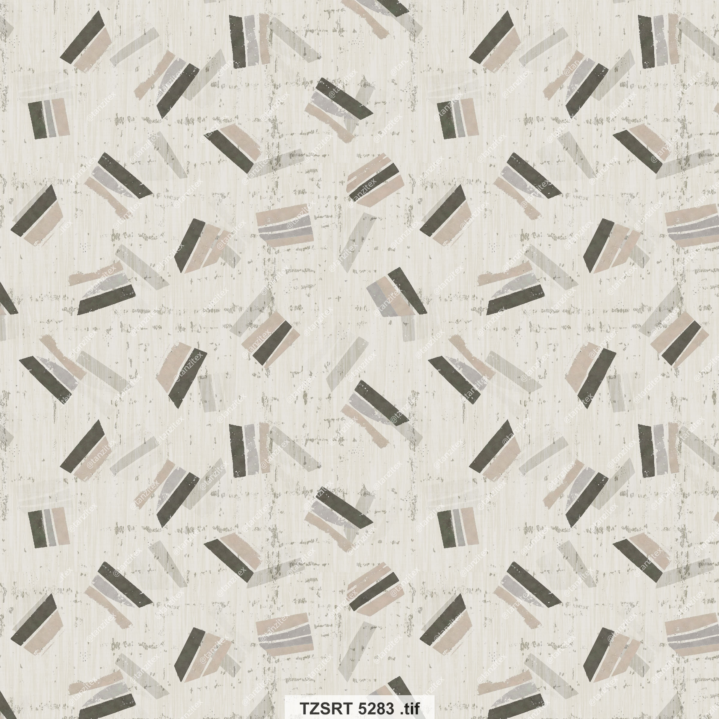 Abstract pattern with gray and black shapes; text reads
