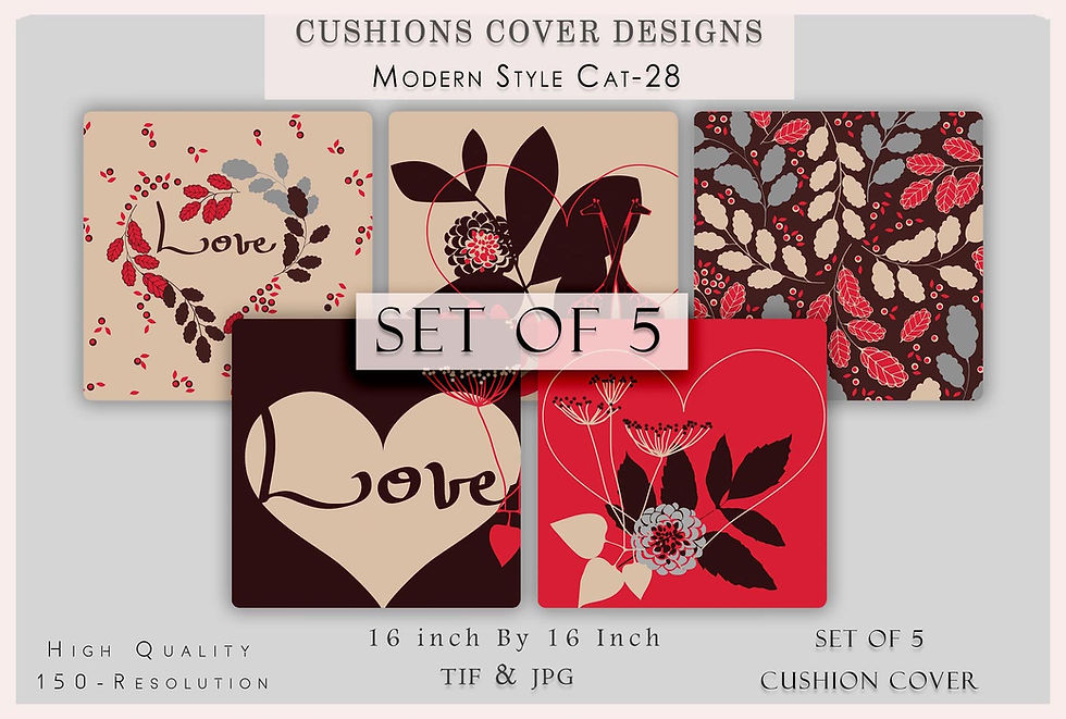थंबनेल: Cushions cover designs with modern style CAT-28 set of five with Love text