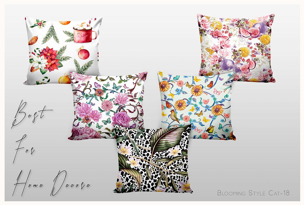 थंबनेल: Colorful floral pattern pillows display. Abstract Brush Strokes Digital Pattern TZSRT 5006. Design Tanzitex Studio.