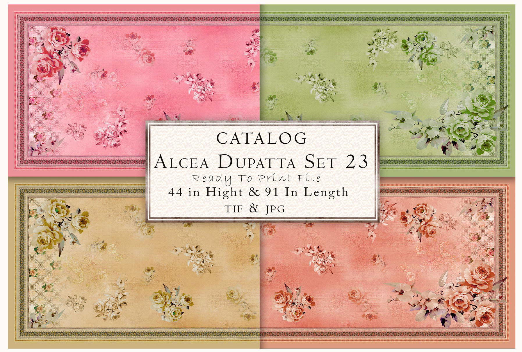 Catalog ALCEA DUPATTA SET 23 with 44 in Hight & 91 Is Length. Tanzitex Studio