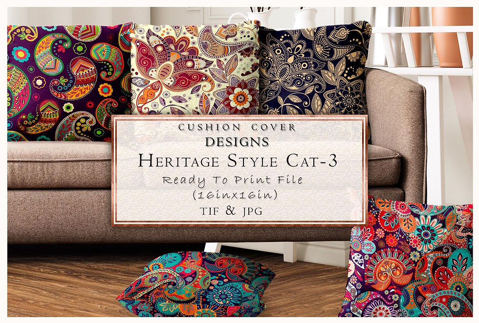 Heritage style cushion designs with text Ready To Print File, TIF & JPG Tanzitex Studio
