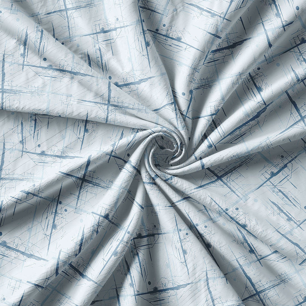 थंबनेल: Swirled fabric with faded blue lines, simple textile design or pattern.