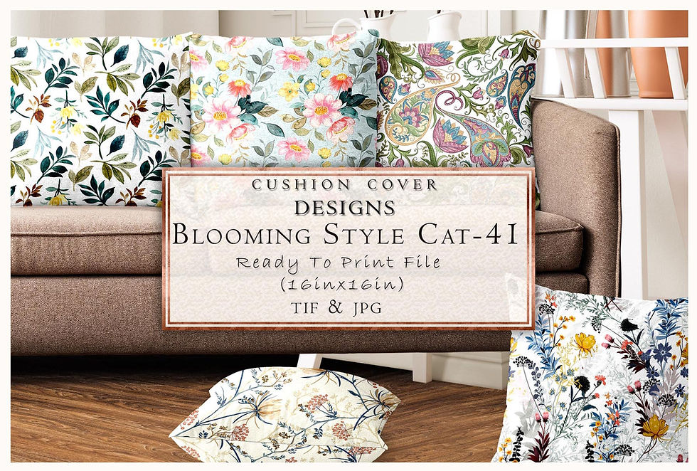 Cushion cover designs, Blooming Style Cat-41, ready to print file TIF & JPG. Tanzitex Studio