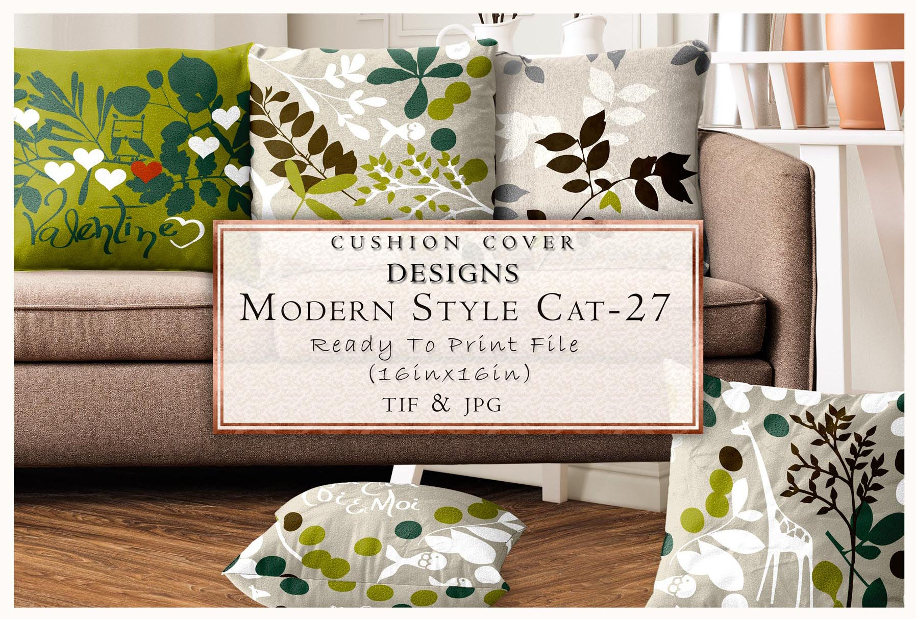 Cushion Cover Designs Modern Style Cat-27 Ready To Print File (Zeincsein) TIF & JPG.