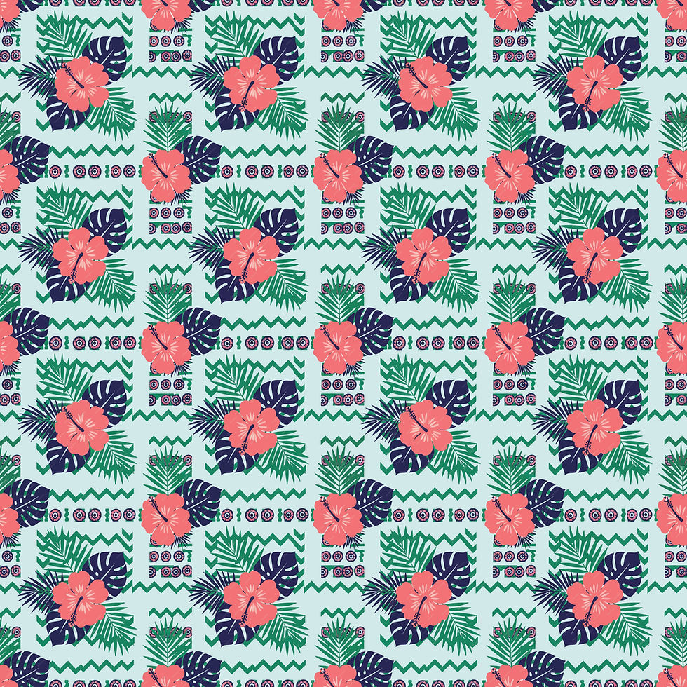 Floral pattern with red flowers and green leaves. Monochrome Ikat Oval Seamless Digital Print Design TZIK 80