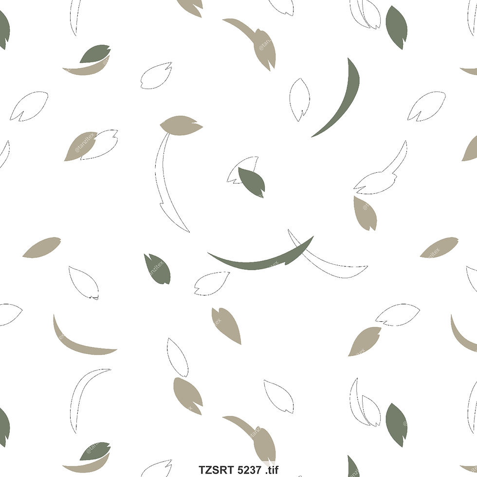 Abstract pattern with green, tan and white shapes. Eight Leaf HP. Tanzitex Studio.