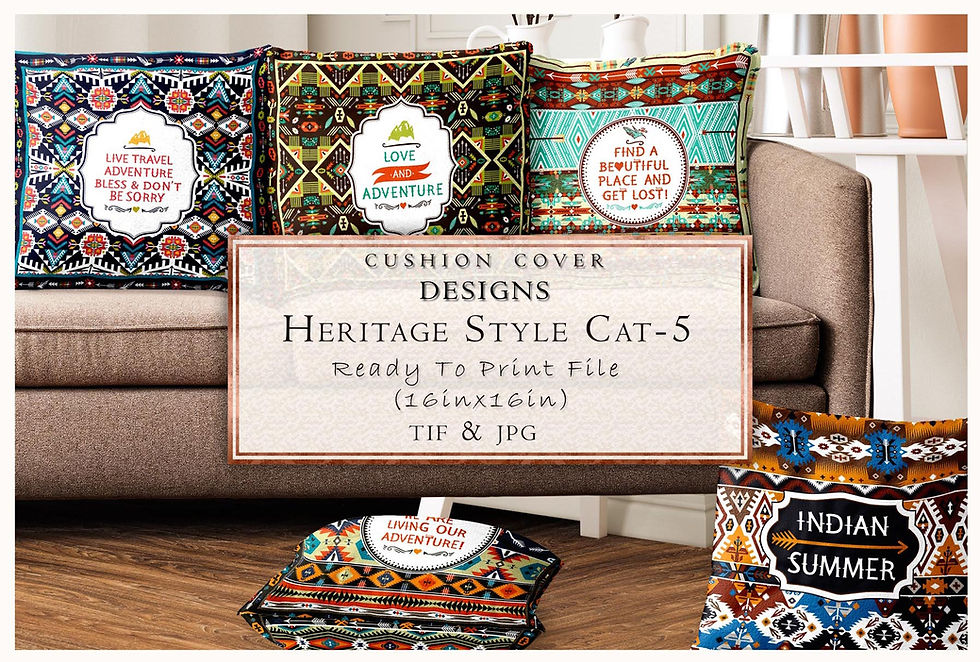 Cushion cover designs in Heritage Style CAT-5. Ready to print files: TIF & JPG.