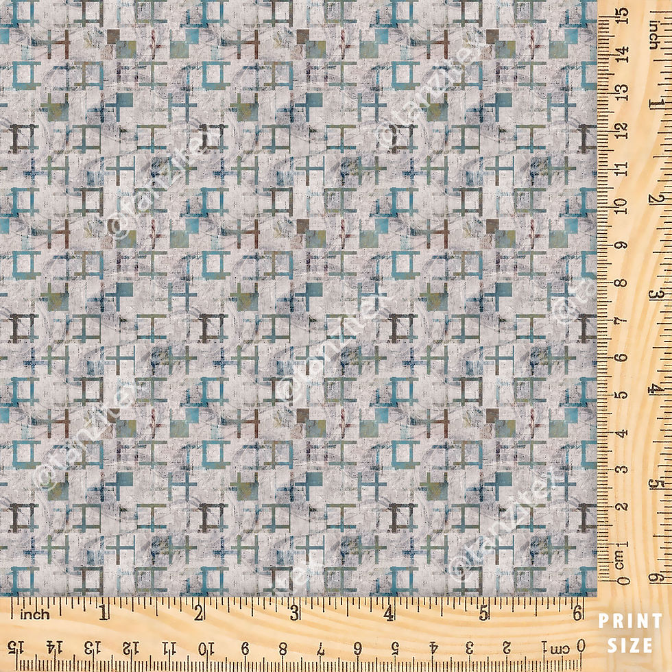 Abstract squares digital pattern fabric with measuring tool, TZSRT 5002 Tanzitex Studio