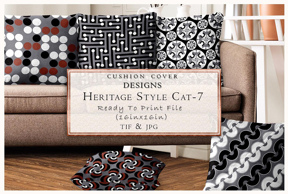 Cushion Cover Designs: Heritage Style Cat-7, Ready To Print File (Zeincsein) TIF & JPG.