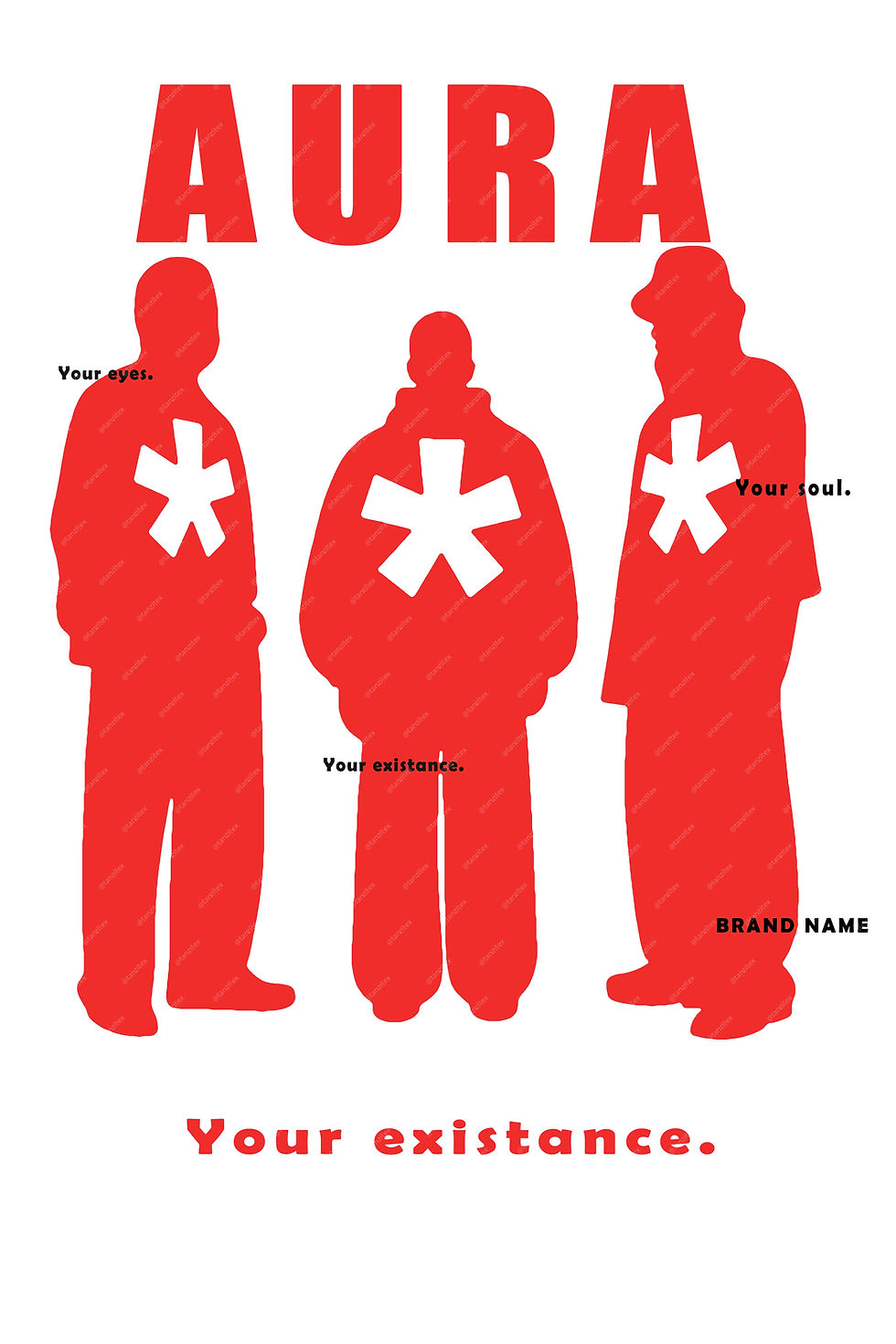 Thumbnail: Three red figures with asterisks and text. Brand name is available.