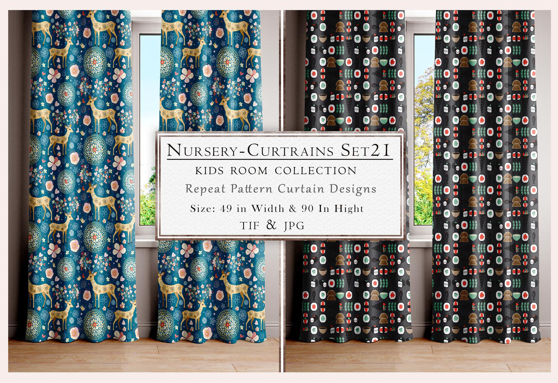 Nursery Curtains Set21 Kids Room Collection Repeat Pattern Curtain Designs & JPG