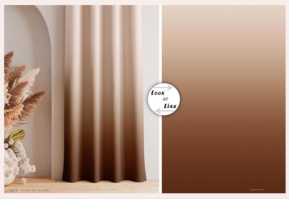 थंबनेल: Brown ombre curtain, with the logo 