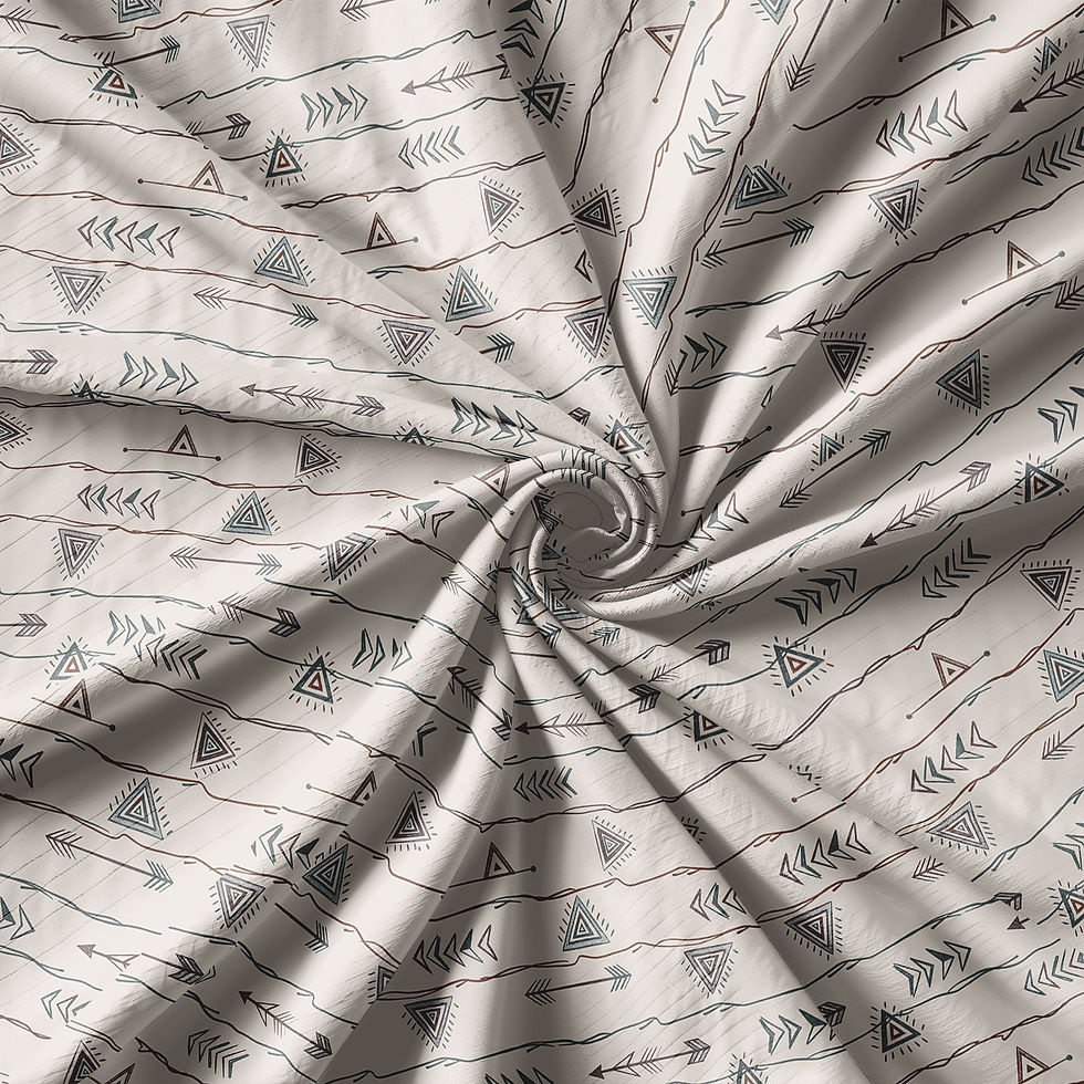 Thumbnail: White fabric with geometric arrows and lines, Botanical Silhouette Digital Shirt TZSRT 5295.