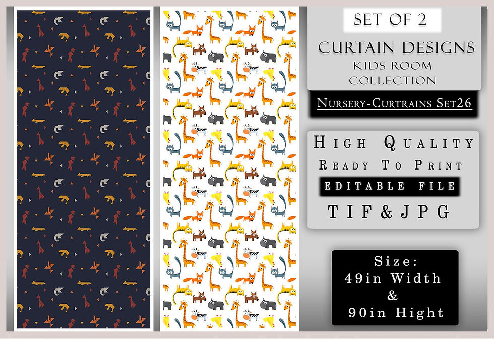 Thumbnail: Curtain designs set with kids collection text, high quality and editable.