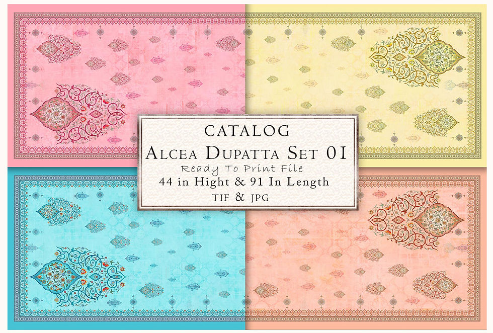 Catalog ALCEA DUPATTA SET 01 44 in High & 91 In Length TIFF & JPG pattern design.