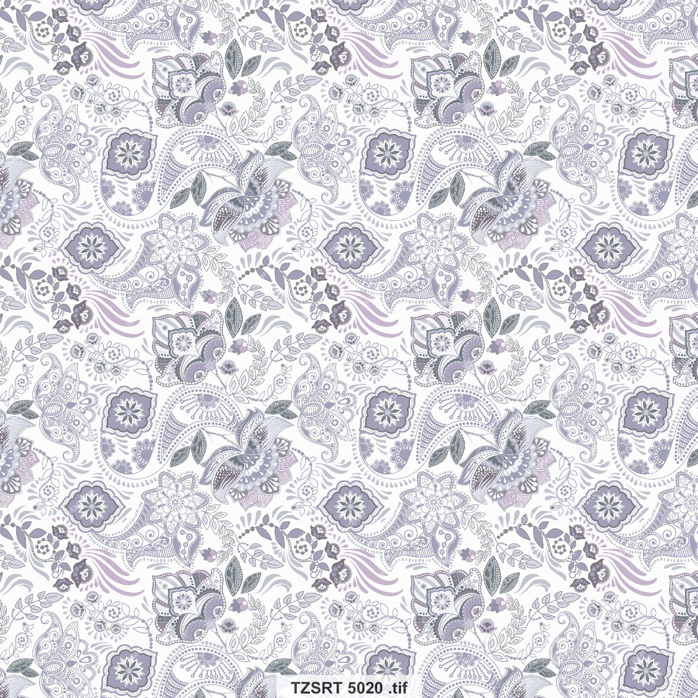 Pattern of floral print on a white background, TZFD Suit 607 D Tanzitex Studio