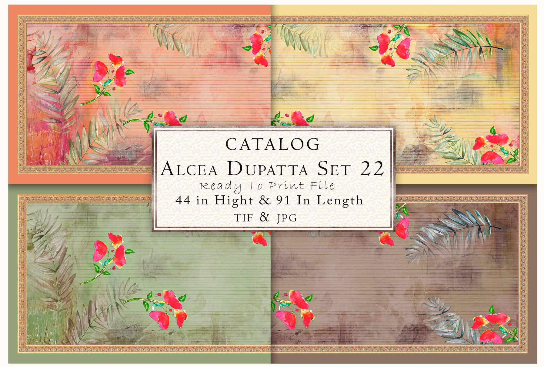 Catalog Alcea Dupatta Set 22 44 in High & 91 in Length TIFF & JPG textures, Tanzitex Studio