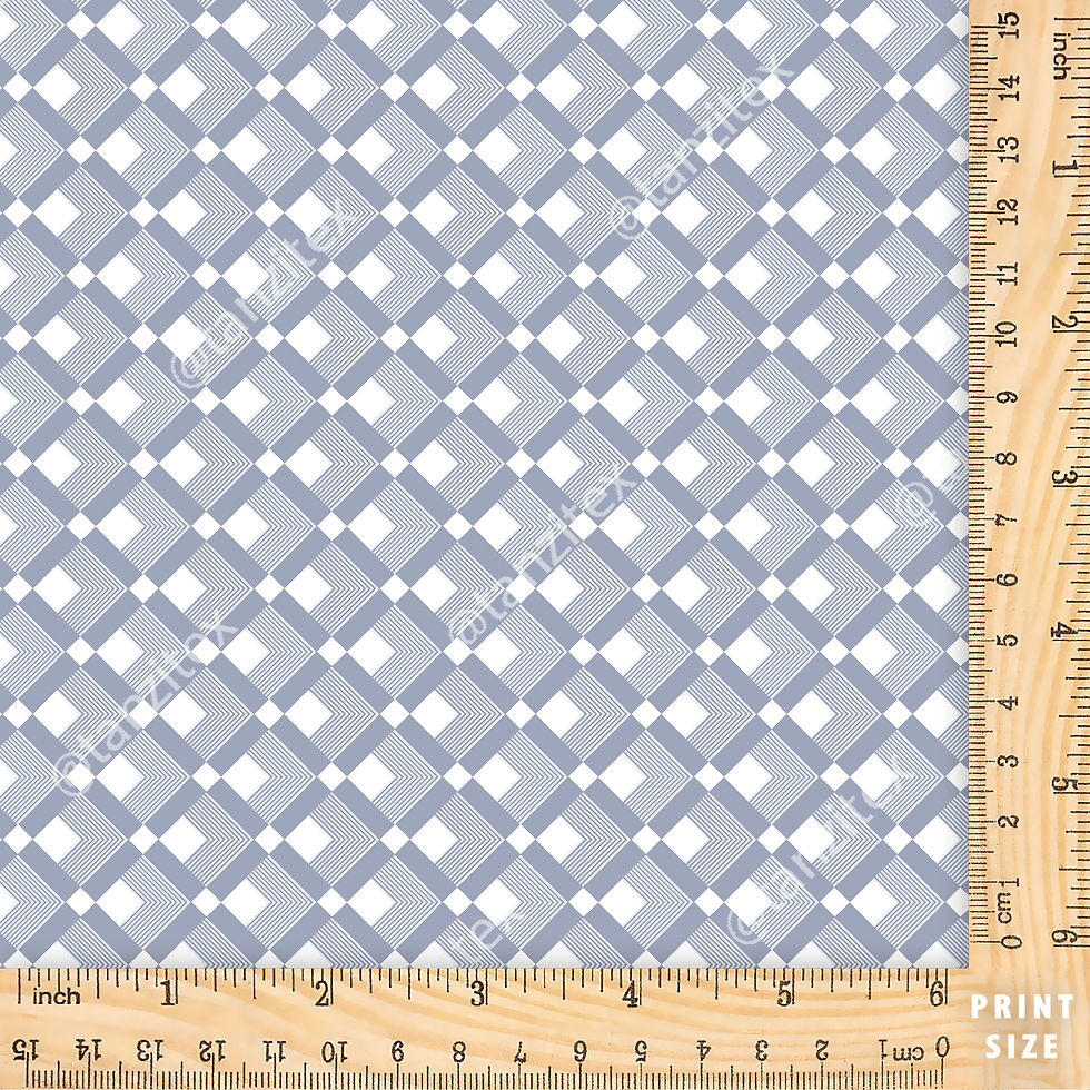 Geometric pattern on blue fabric with ruler for design measurement and Tanzitex Studio