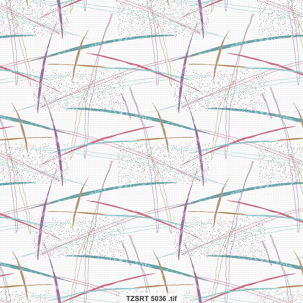 Geometric pattern with colorful lines and text, Abstract Botanical Geo TZFD Suit 605 C.