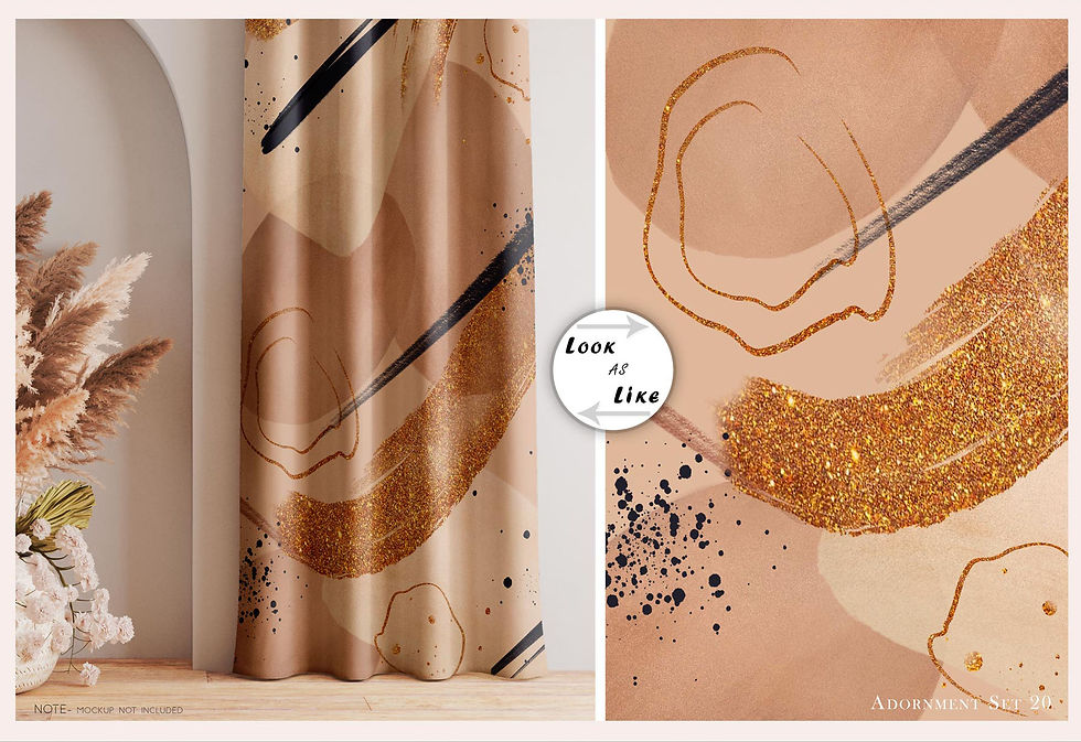 Abstract curtain art brown design, Book or Else, Kids Room Collection, Tanzitex Studio