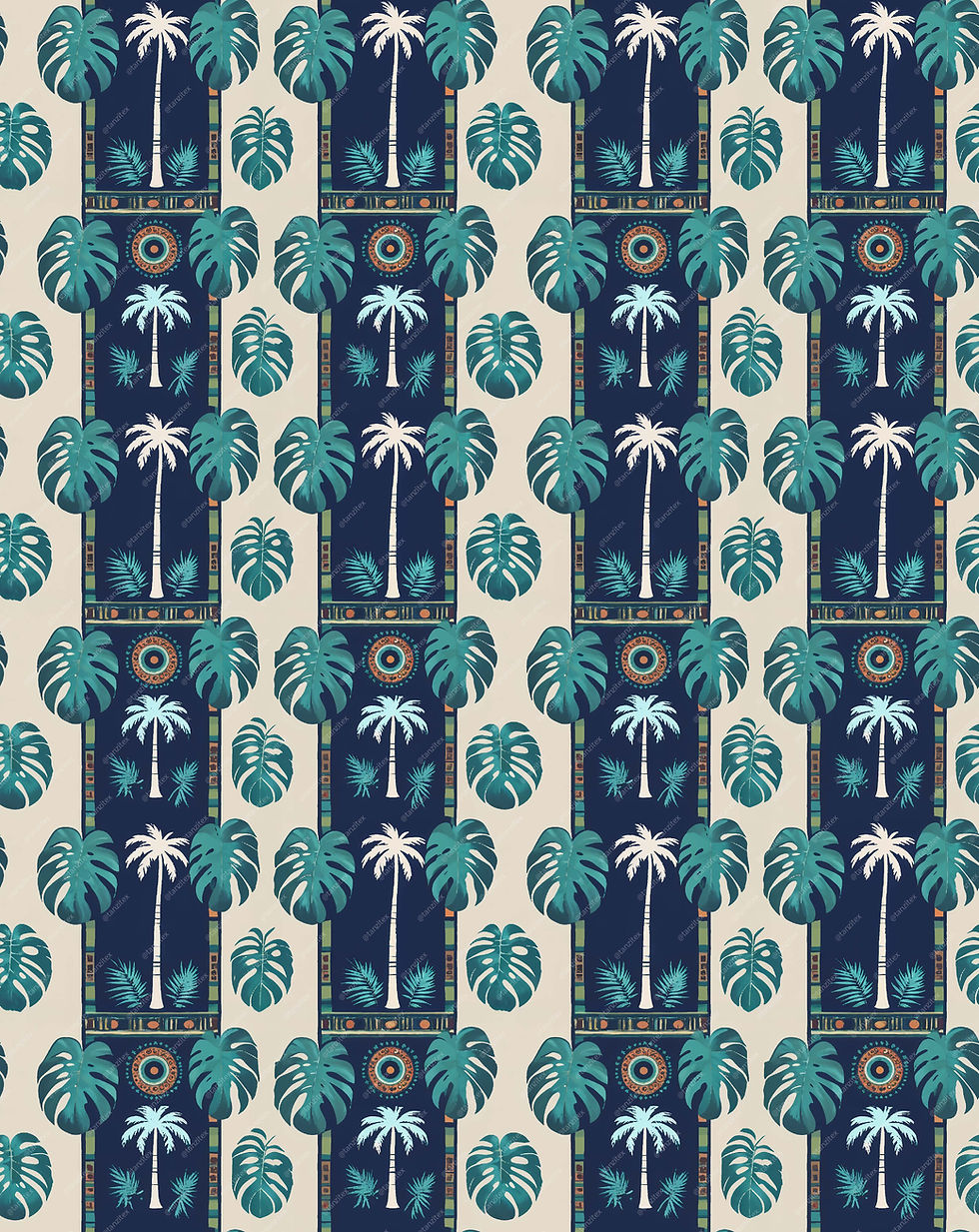 Textured tropical pattern design with Indigo Blue Ikat Diamond Seamless Digital Print TZIK 82