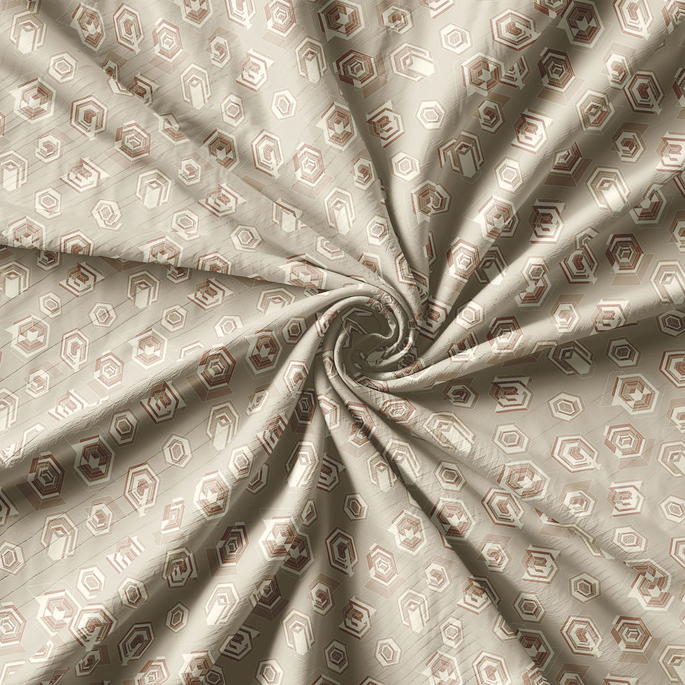 थंबनेल: Swirled fabric with subtle floral pattern. Botanical Silhouette Digital Shirt TZSRT 5296. Tanzitex Studio.