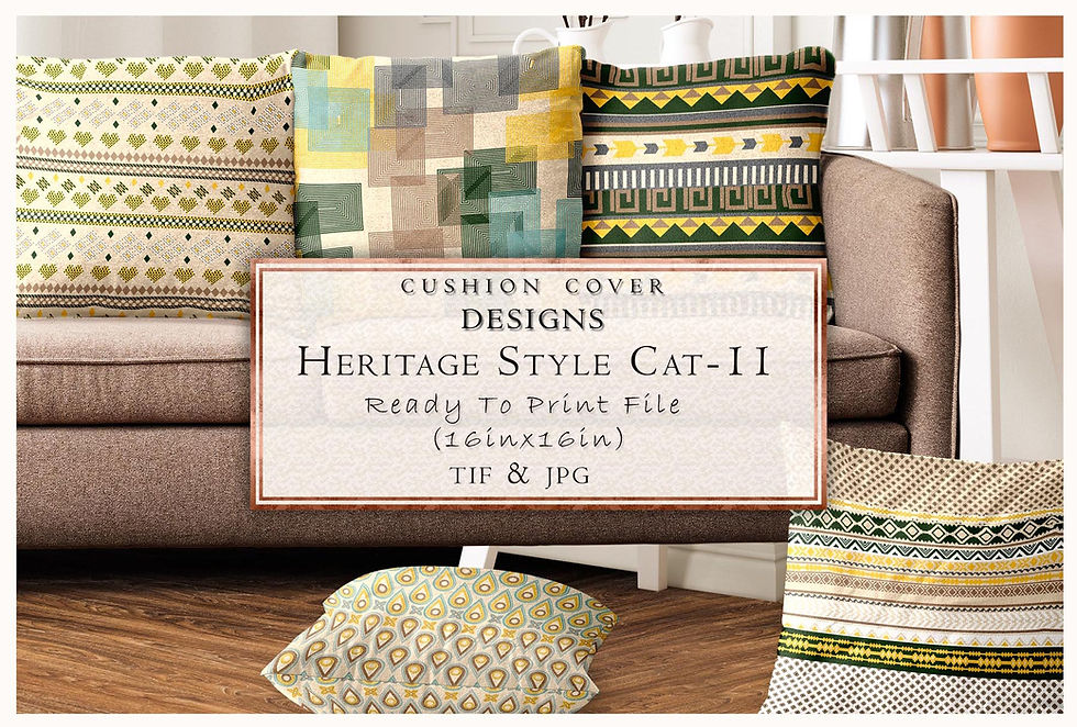 Cushion cover designs Heritage Style Cat-11, ready to print file Zeincsein TIF & JPG.