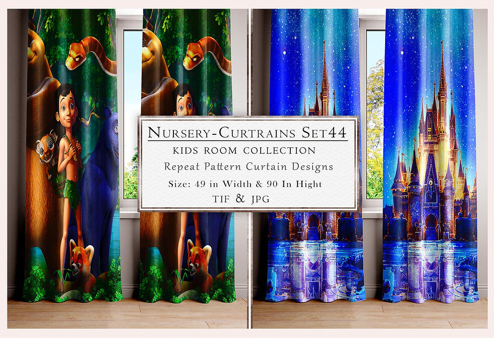 Nursery Curtains Set 44 Kids Room Collection Repeat Pattern Curtain Designs, Tanzitex Studio