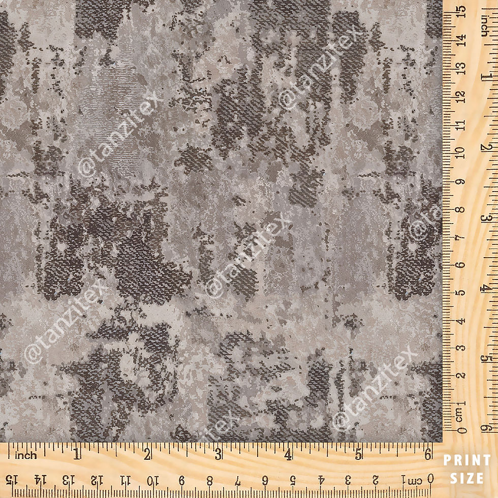Thumbnail: Abstract gray fabric with ruler Tanzitex Studio measuring inches for detail.