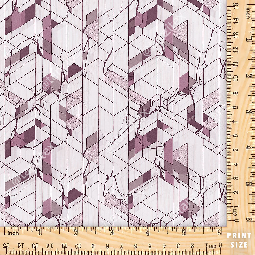 Geometric Abstract Digital Pattern Shirt TZSRT 5288 shows purple and gray geometric shapes on white.