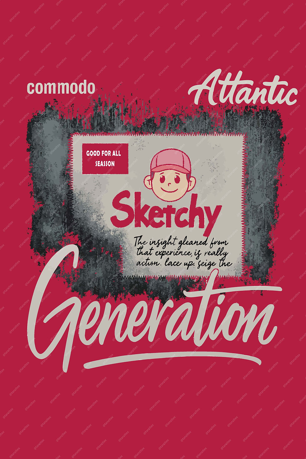 Commodo Atlantic Sketchy Generation design with text and illustration