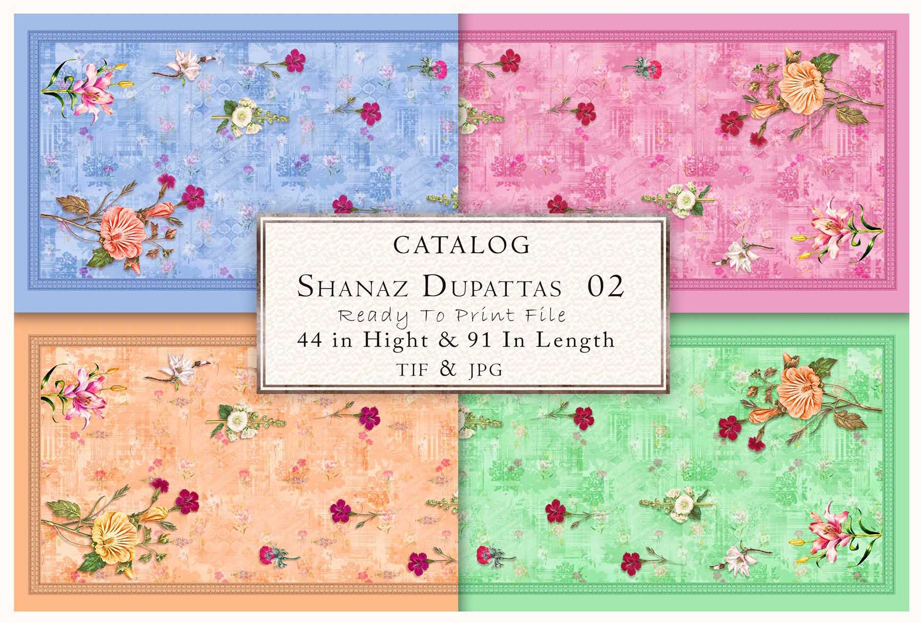 Catalog Shanas Dupattas 02 44 In Hight & 91 In Length, Merry To Print File, TIF & JPG