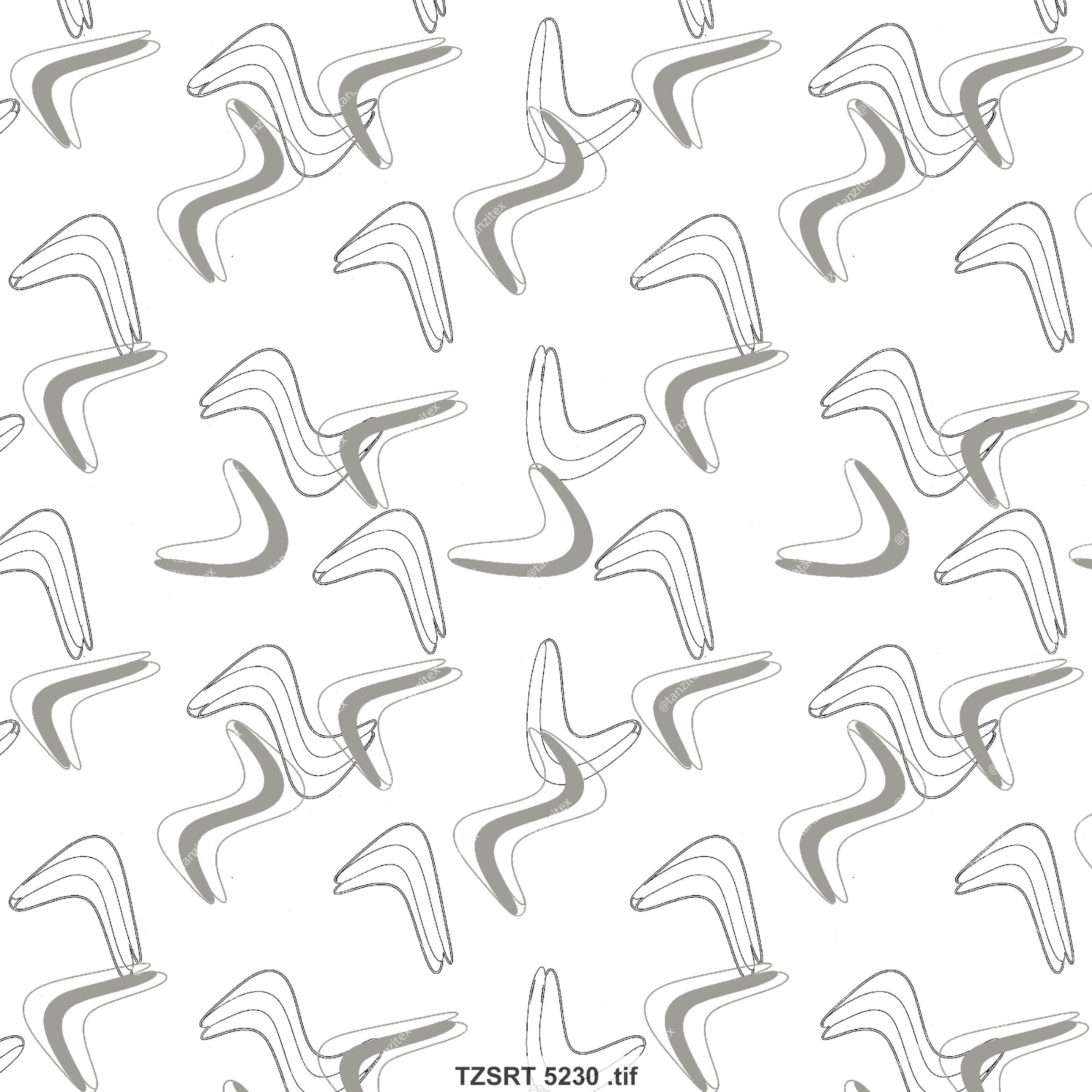 Abstract pattern with gray shapes on white background, TZSRT 5289. Tanzitex Studio