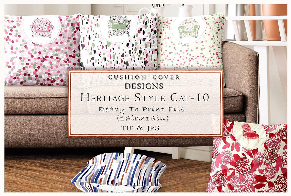 Cushion designs with Heritage Style, Ready to Print File, TIF & JPG from Tanzitex Studio