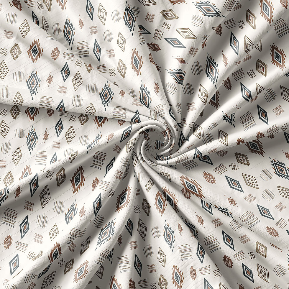 थंबनेल: White fabric with repeating diamond patterns and Botanical Silhouette Digital Shirt TZSRT 5295.