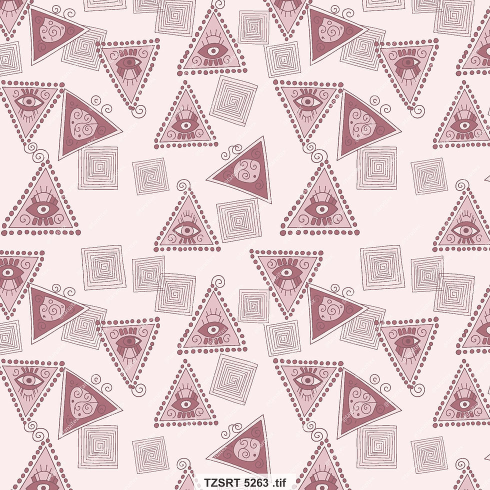 Pattern of triangles and squares with eyes in the center Tanzitex Studio