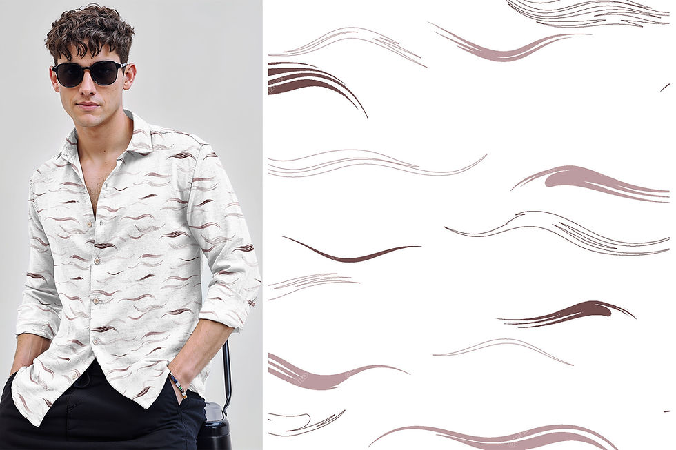 थंबनेल: Man in white shirt with pattern next to design elements, Botanical Silhouette Digital Shirt TZSRT 5296