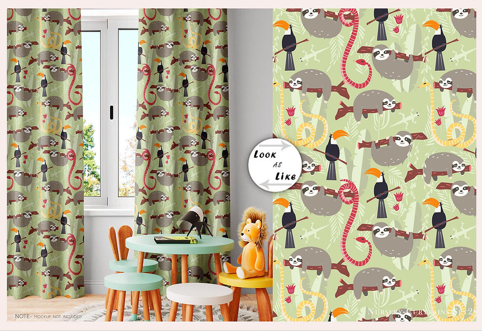 Thumbnail: Sloth and toucan curtains 