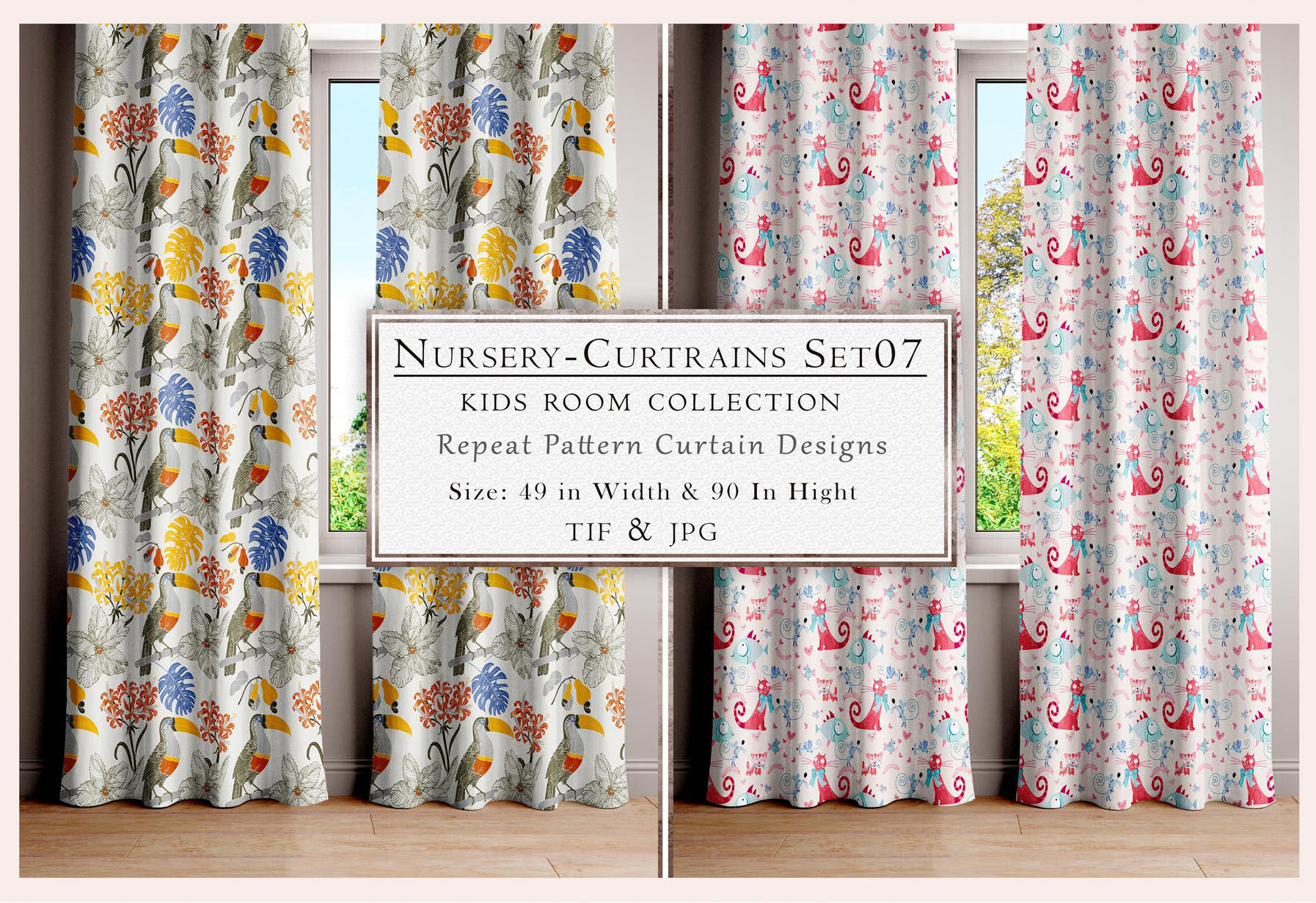 Nursery Curtains Set 107 Kids Room Collection Repeat Pattern Curtain Designs. Tanzitex Studio