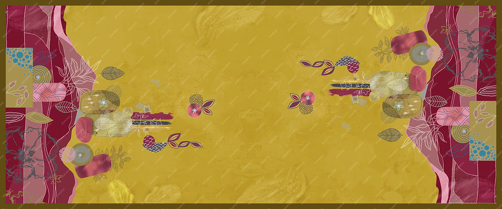 Thumbnail: Mustard-colored floral pattern with Abstract Botanical Geo in Mustard TZFD Suit 605 design Tanzitex Studio