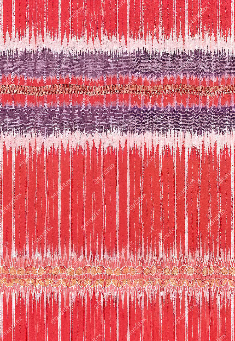 Abstract pattern with red, purple, and white stripes, Tanzitex Studio design.