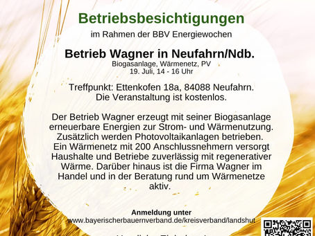 Herzliche Einladung zur Betriebsbesichtigung am 19.07.2025