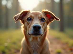 A curious dog alert and attentive in natural surroundings