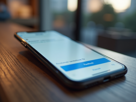 Eye-level view of a smartphone screen showing a paused Facebook lead form