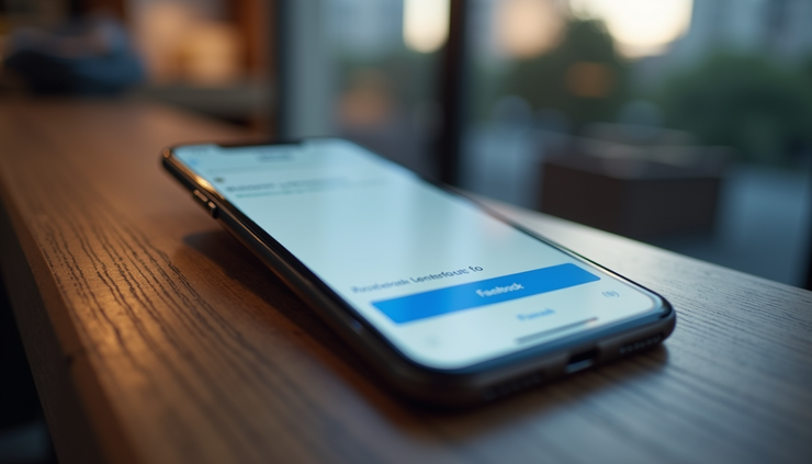 Eye-level view of a smartphone screen showing a paused Facebook lead form