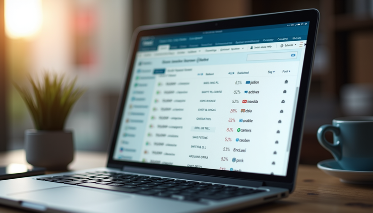 Eye-level view of a laptop screen showing a CRM dashboard with sales lead data