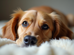 A calm dog resting peacefully, embodying the gentle and intuitive nature of Mars conjunct Neptune in pet astrology